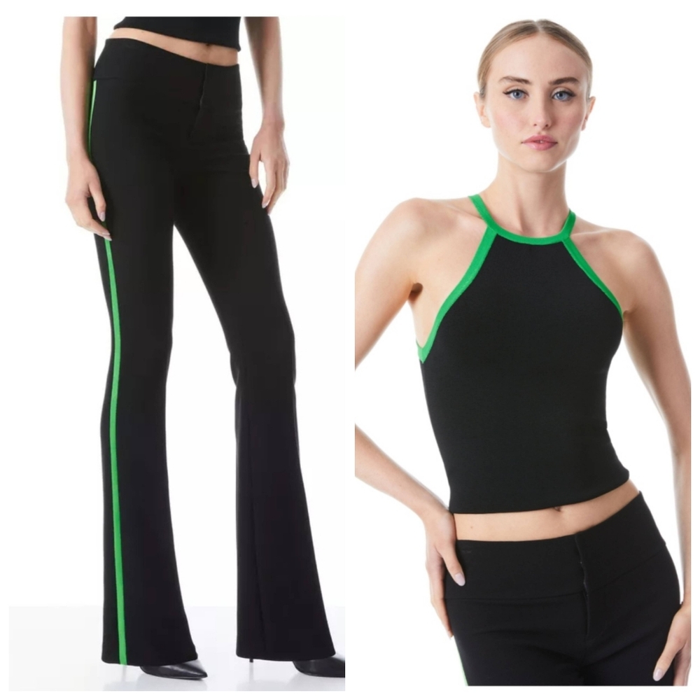 Alice + Olivia heidi halter crop top and bootcut pant matching Set Size 2 - Picture 6 of 15
